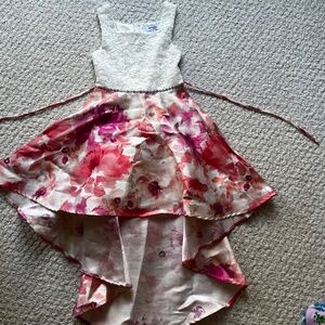 Speechless Girls White Lace & Floral Hi-Low Dress – Size 7